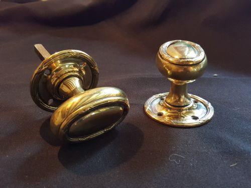 Pair of St Julien Hand Crafted Brass Oval Door Knobs Handles