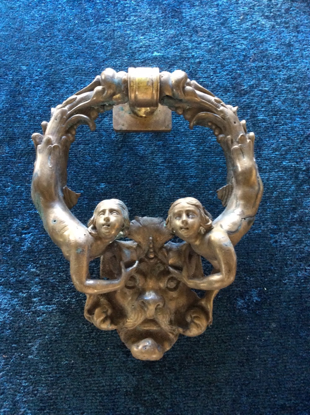 victorian neptune mermaids door knocker