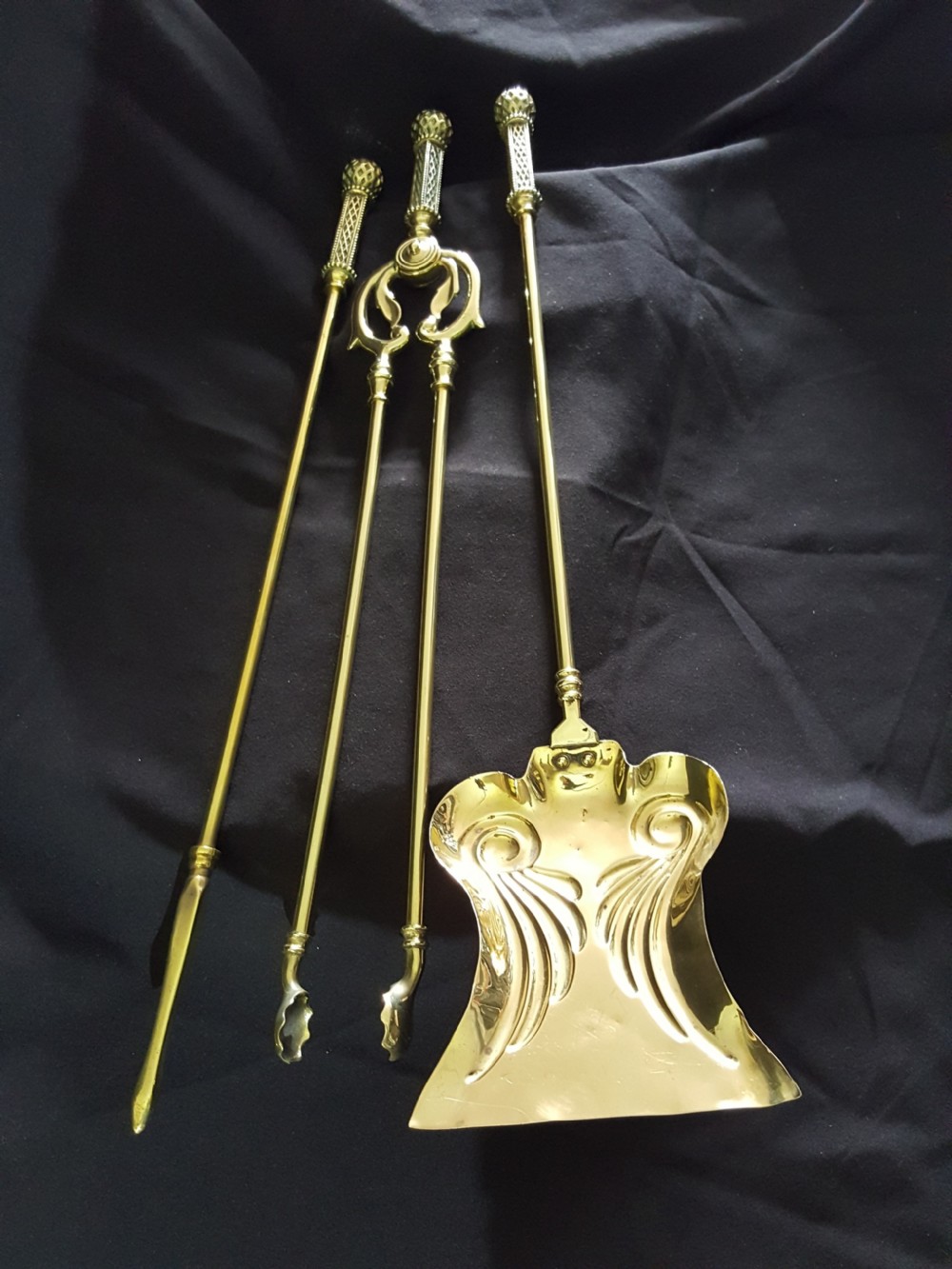 art nouveau fireplace companion set