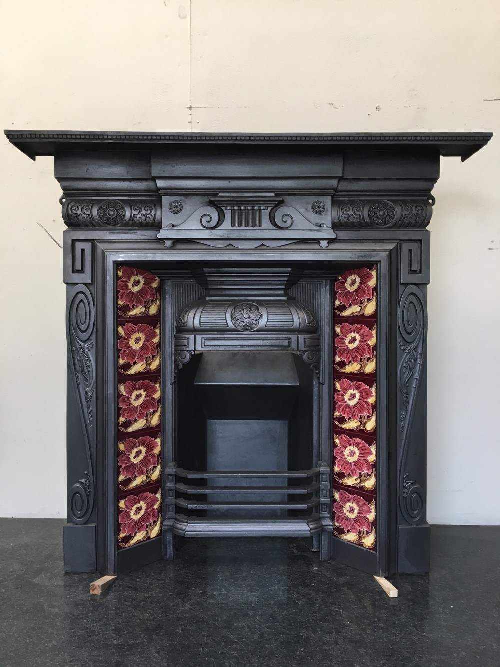 victorian cast iron tiled fireplace