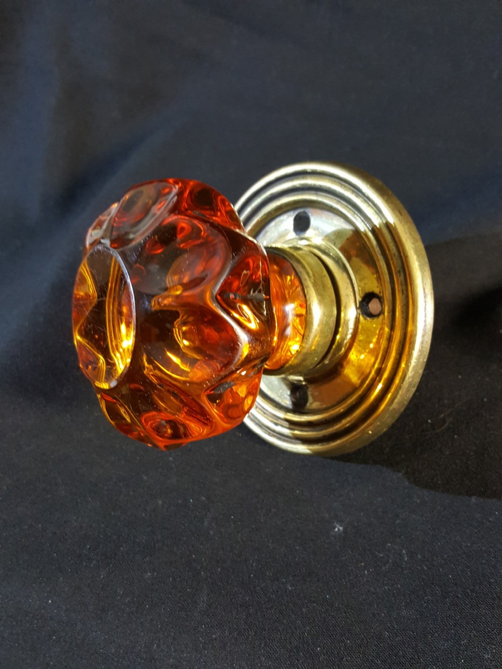 victorian amber glass center door knob