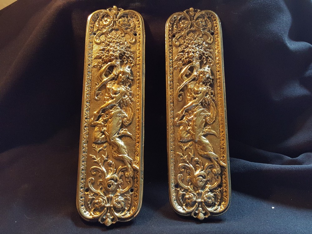 pair of brass victorian finger plates
