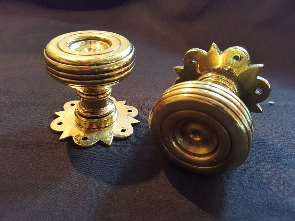 pair of gothic brass door knobs