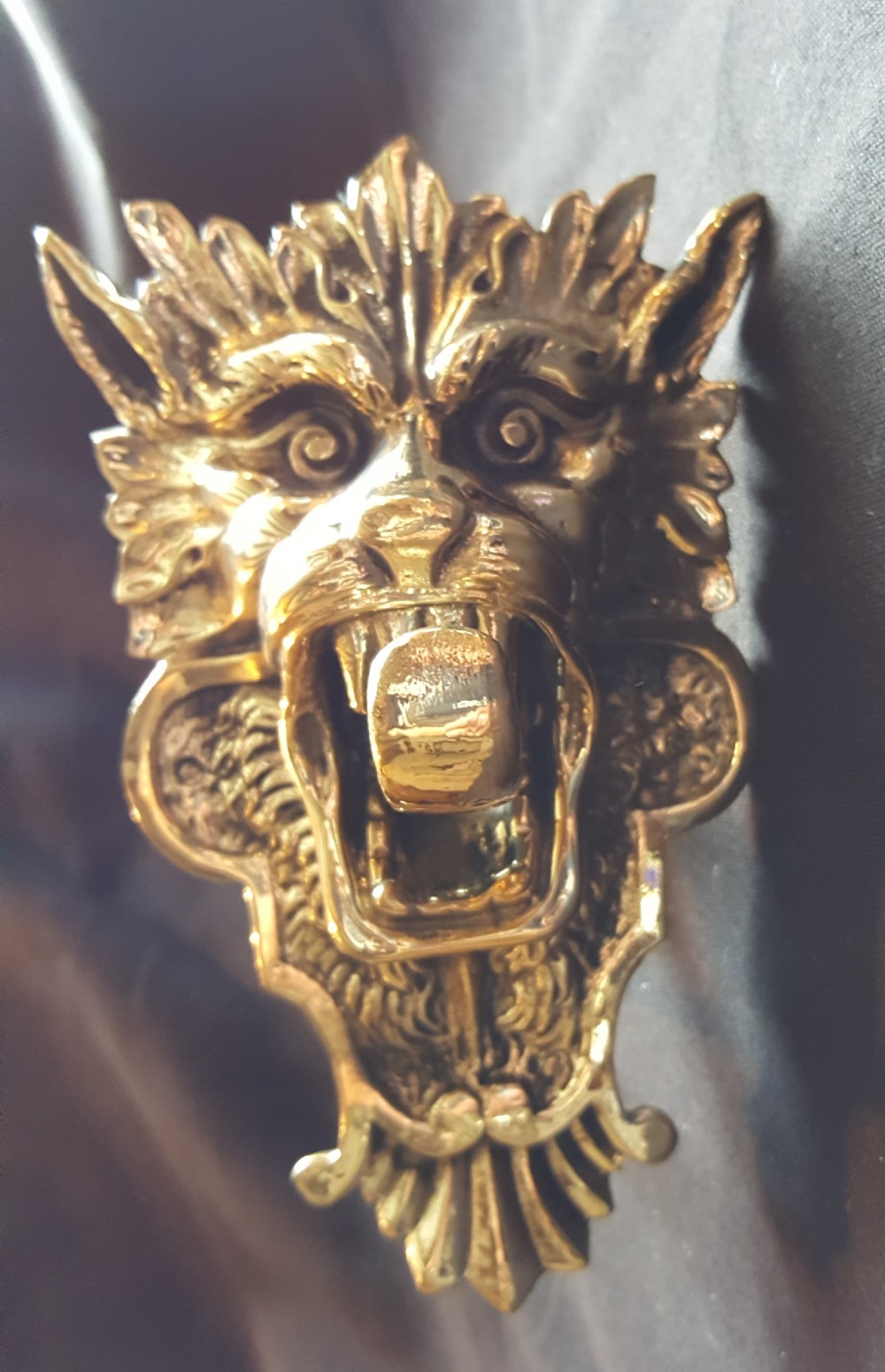 brass georgian dragon head bell pull