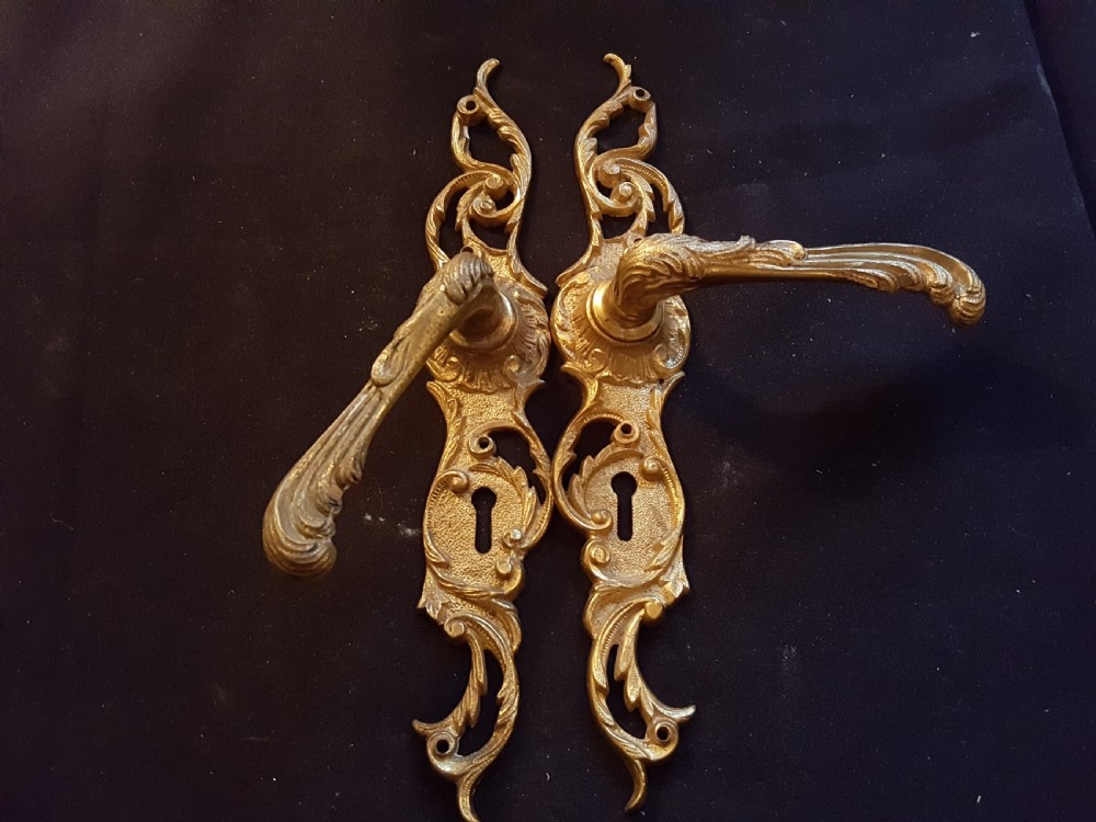 pair of victorian brass door handles