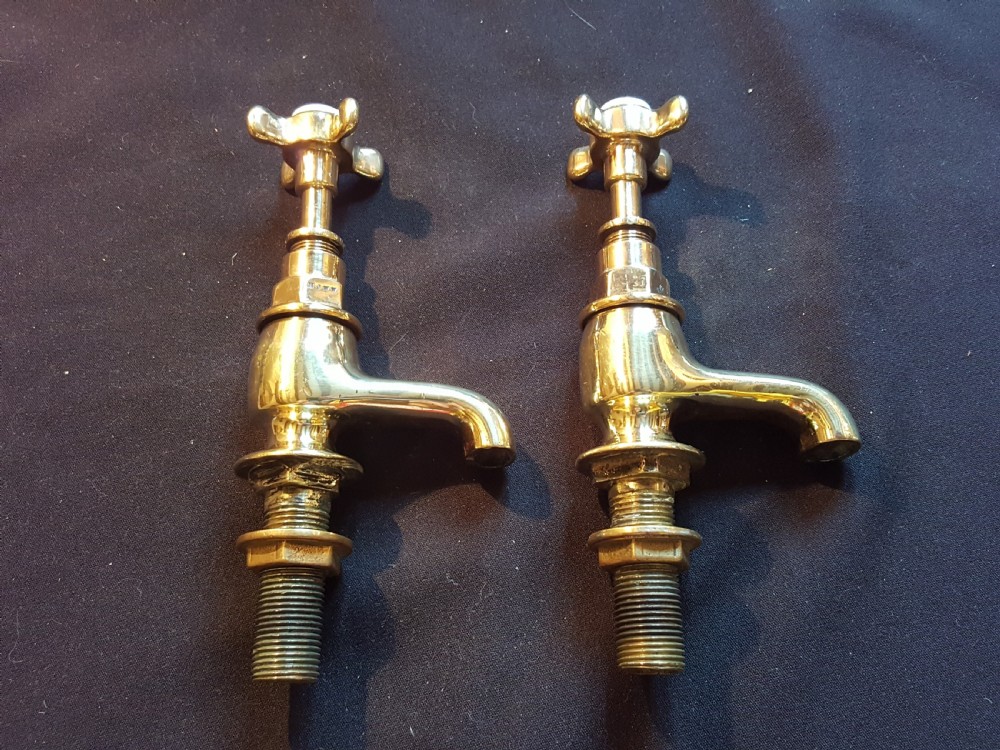 sa059 pair of bronze victorian fully restored bath taps