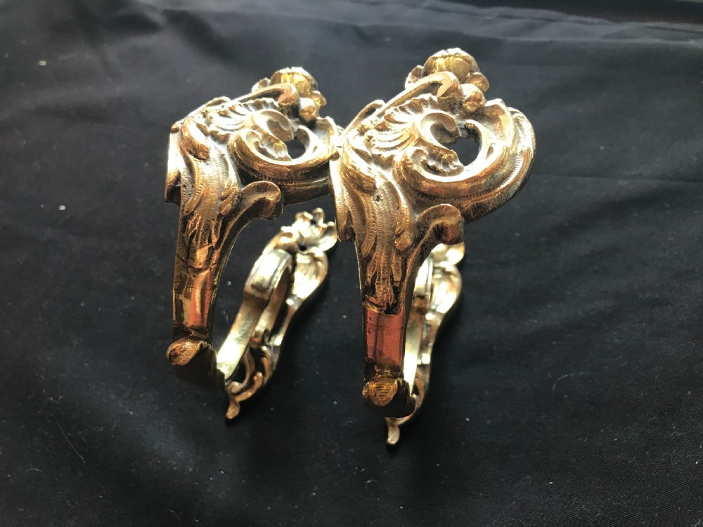 pair of french baroque brass curtain tie backs