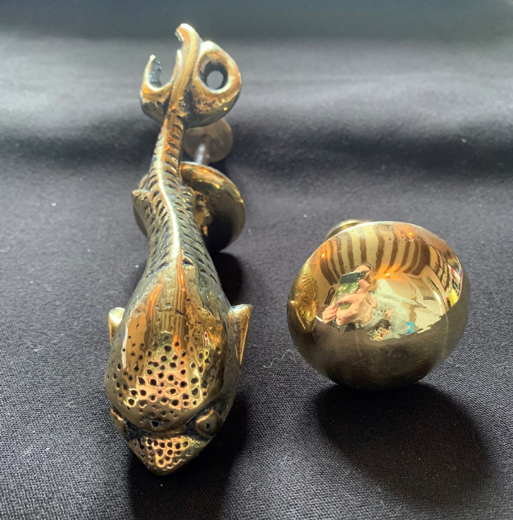 one brass victorian dolphin door knocker