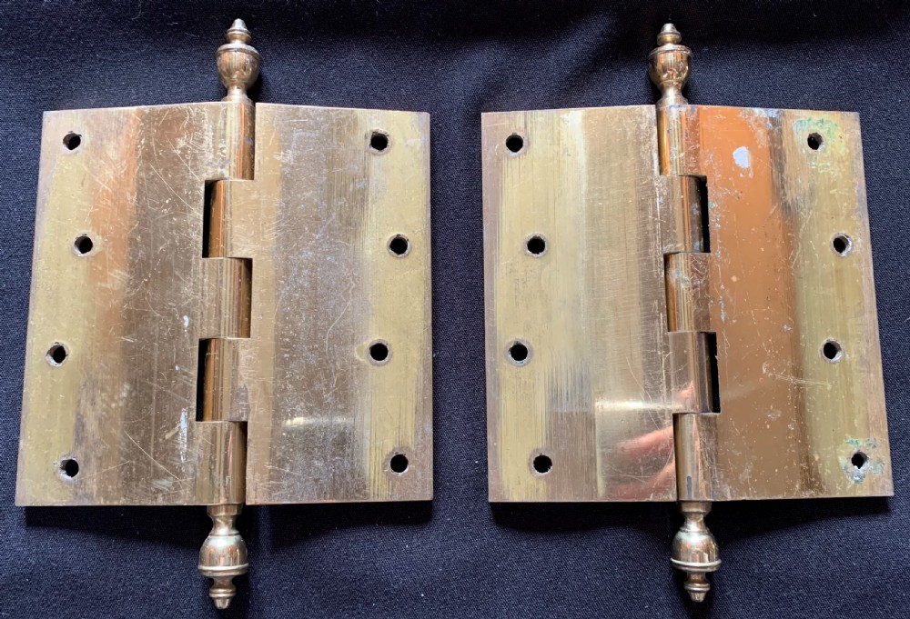 one pair of brass victorian urn finial door hinges
