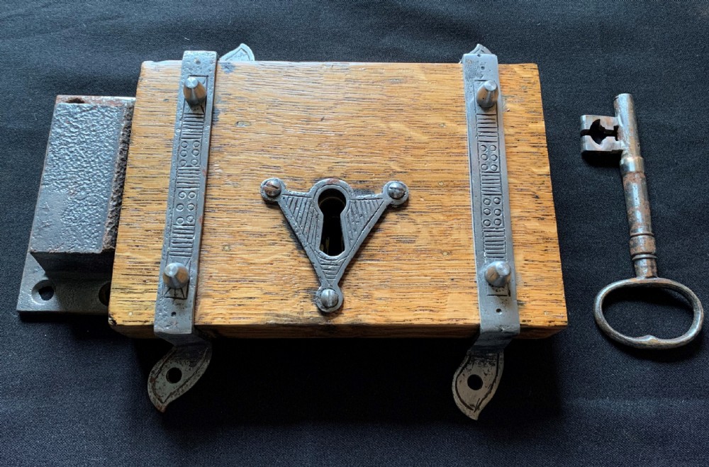 one steel wooden victorian lock key keep