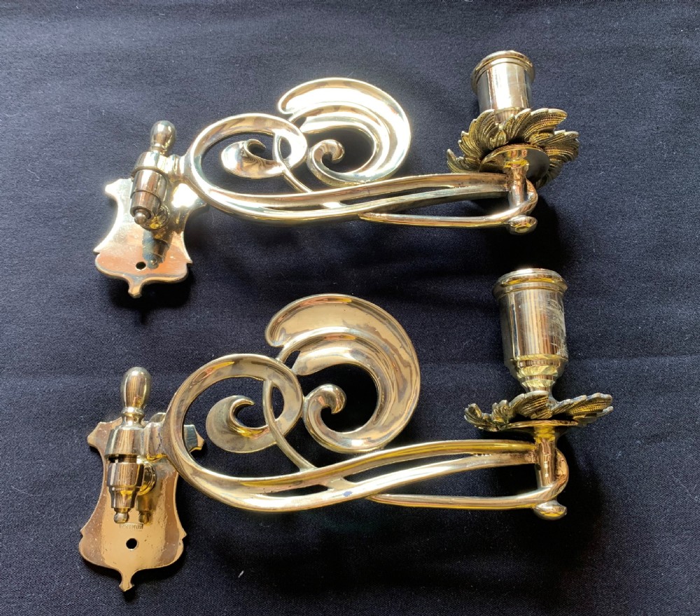 one pair of brass victorian candle sconces