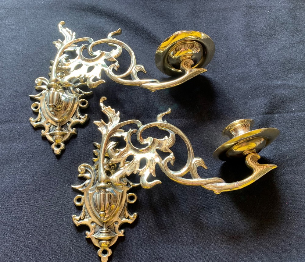 one pair of brass victorian candle sconces
