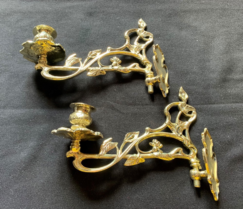 one pair of brass victorian candle sconces