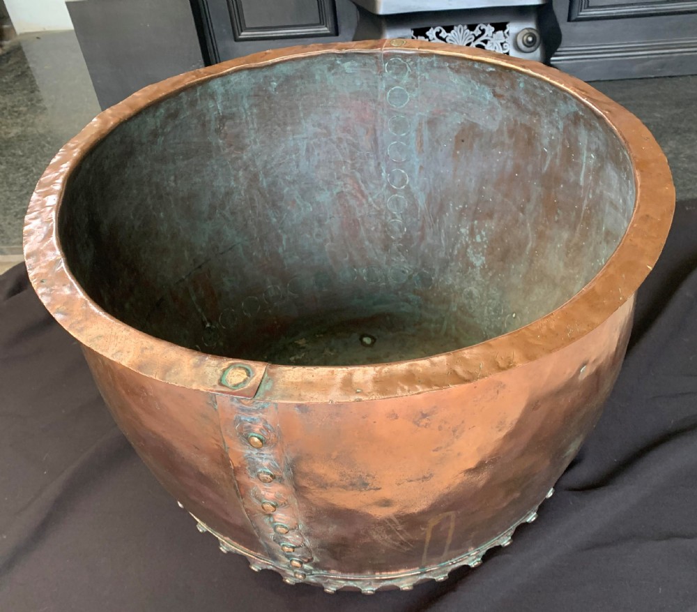 one large copper georgian studded bucket
