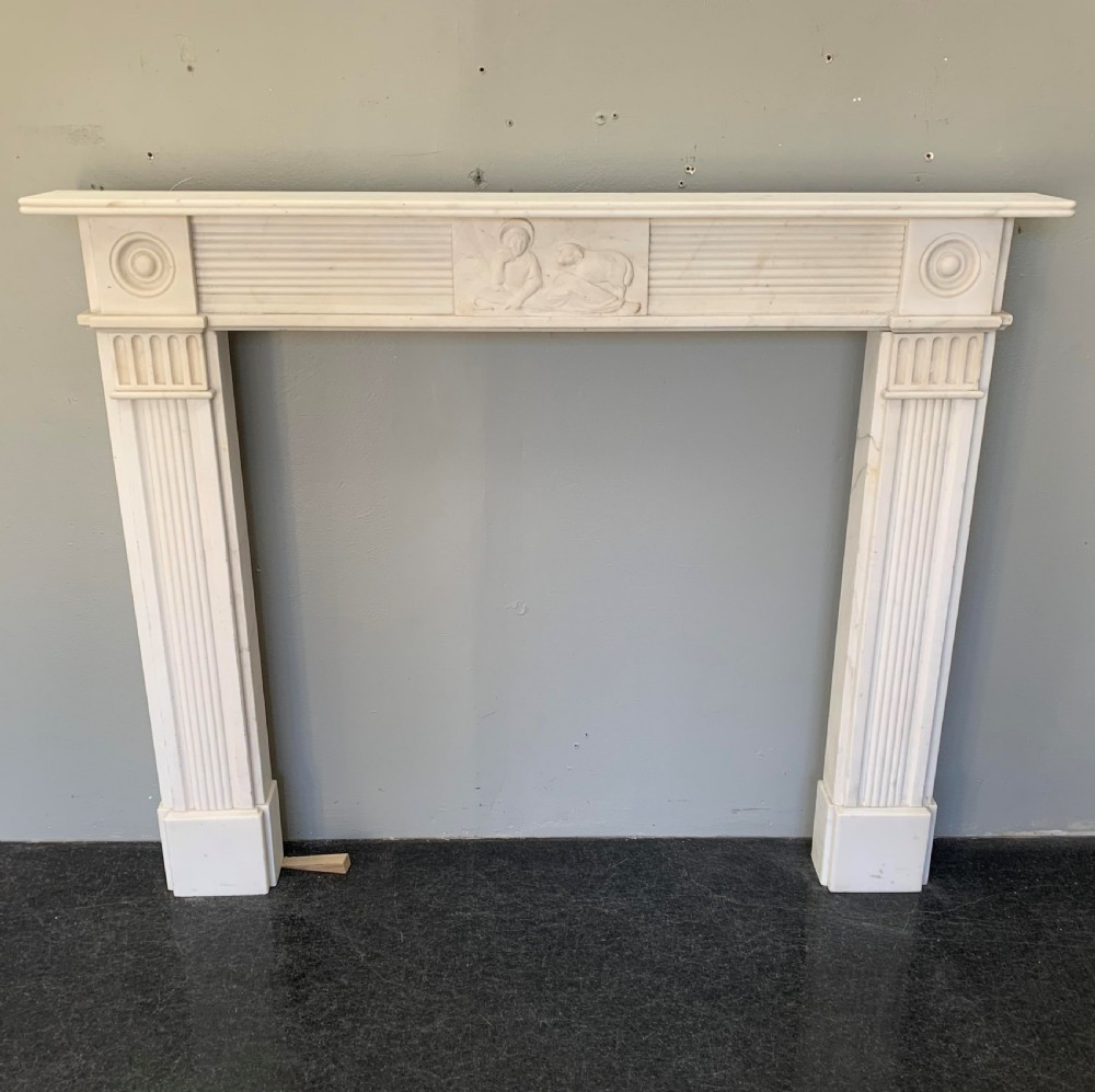 victorian statuary white marble shepherd fireplace