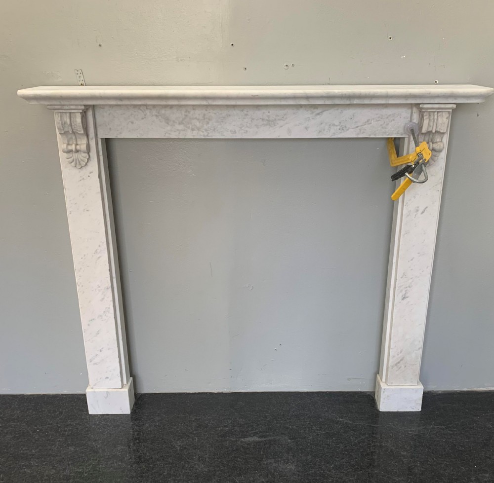 small rebate victorian corbelled white statuary marble fireplace surround