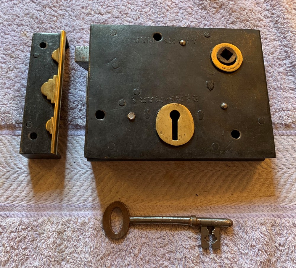 one black mild steel edwardian door lock key keep