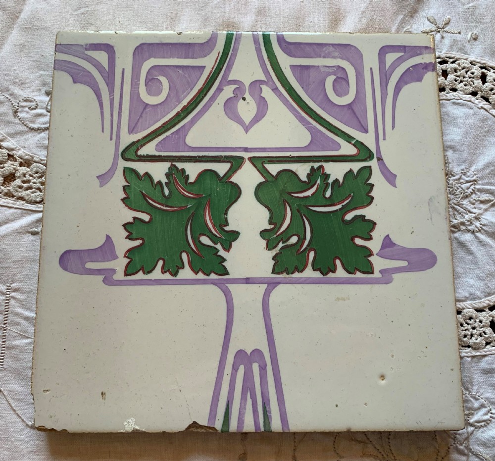 one hand painted ceramic victorian encaustic tile